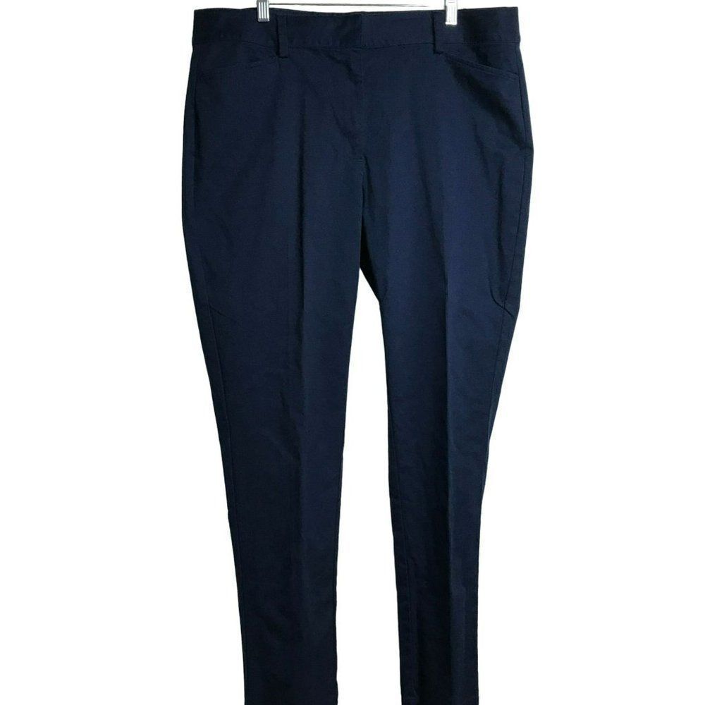 Land's End Size 18 Chino Straight Leg Mid-Rise Pants Navy Ink Pockets NEW